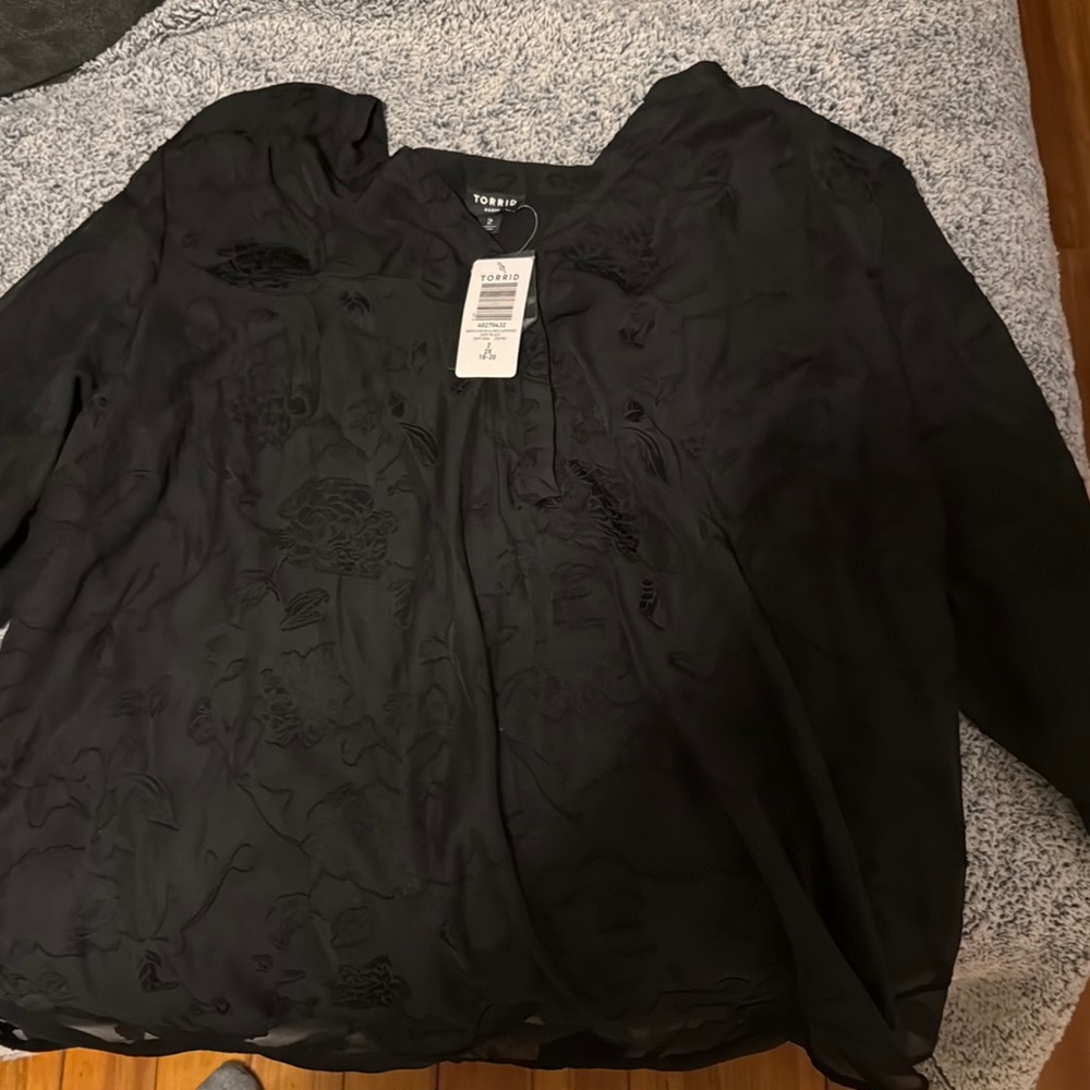 Torrid Black Sheer Blouse size 2